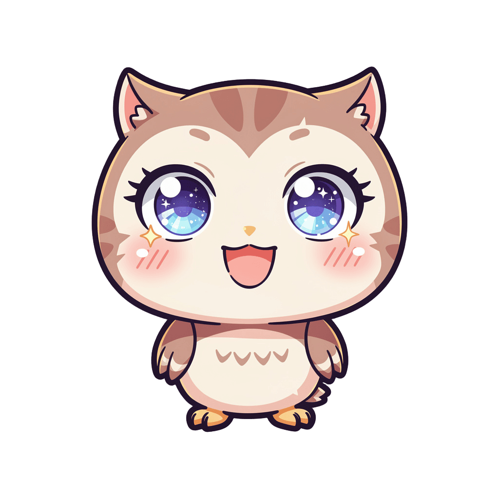 Owl — happy Owl Twitch emote — happy, Anime style