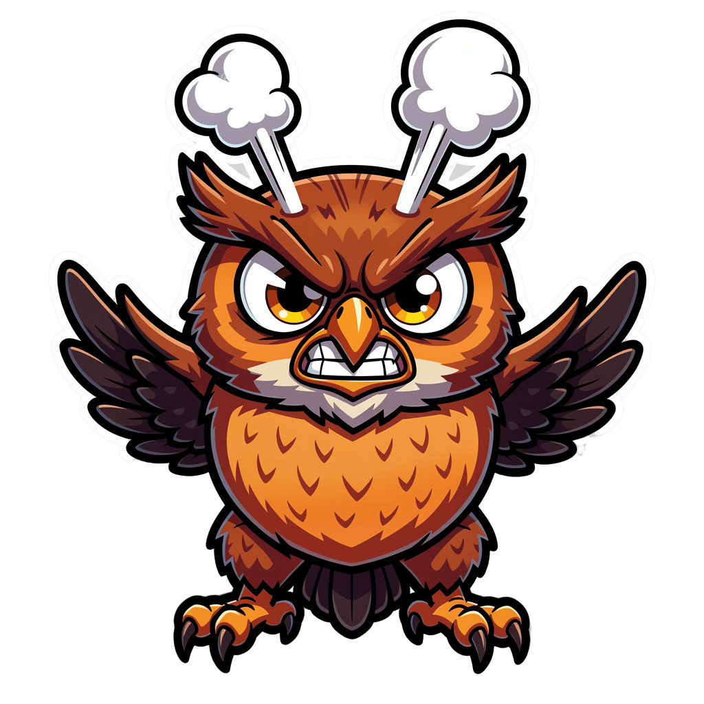 Owl — angry Owl Twitch emote — angry, Cartoon style