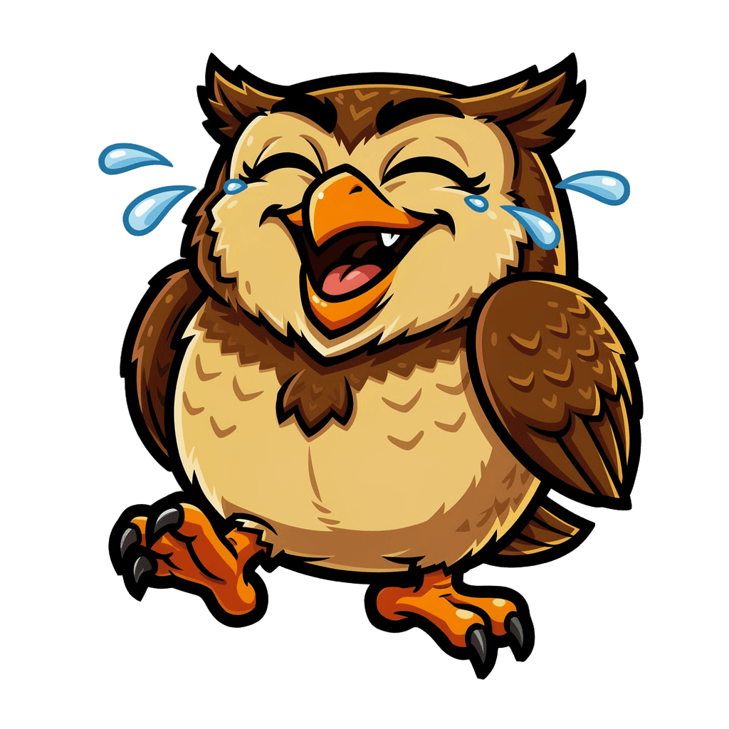 Owl — laughing Owl Twitch emote — laughing, Cartoon style