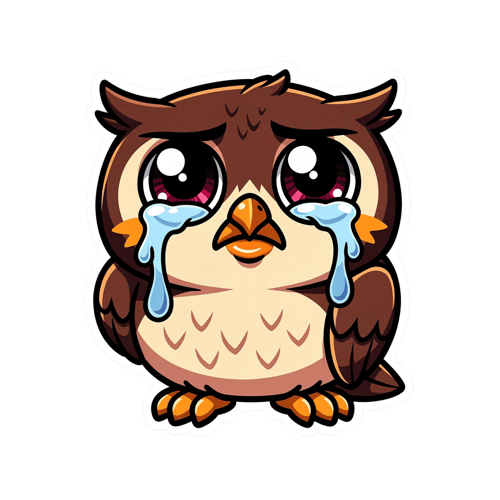 Owl — sad Owl Twitch emote — sad, Cartoon style