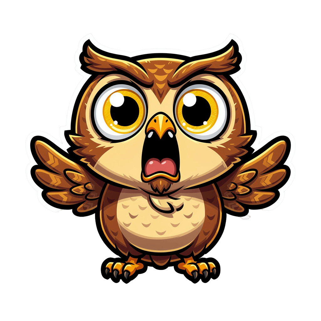 Owl — surprised Owl Twitch emote — surprised, Cartoon style
