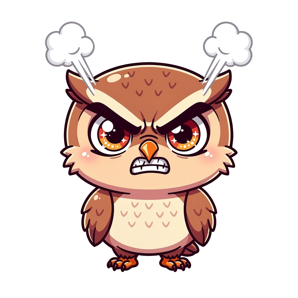 Owl — angry Owl Twitch emote — angry, Chibi style
