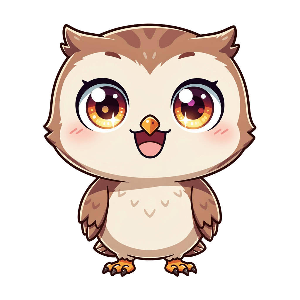 Owl — happy Owl Twitch emote — happy, Chibi style