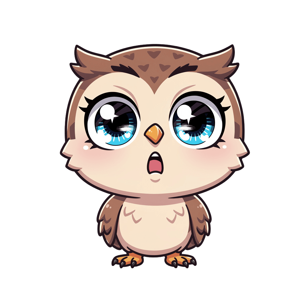 Owl — surprised Owl Twitch emote — surprised, Chibi style