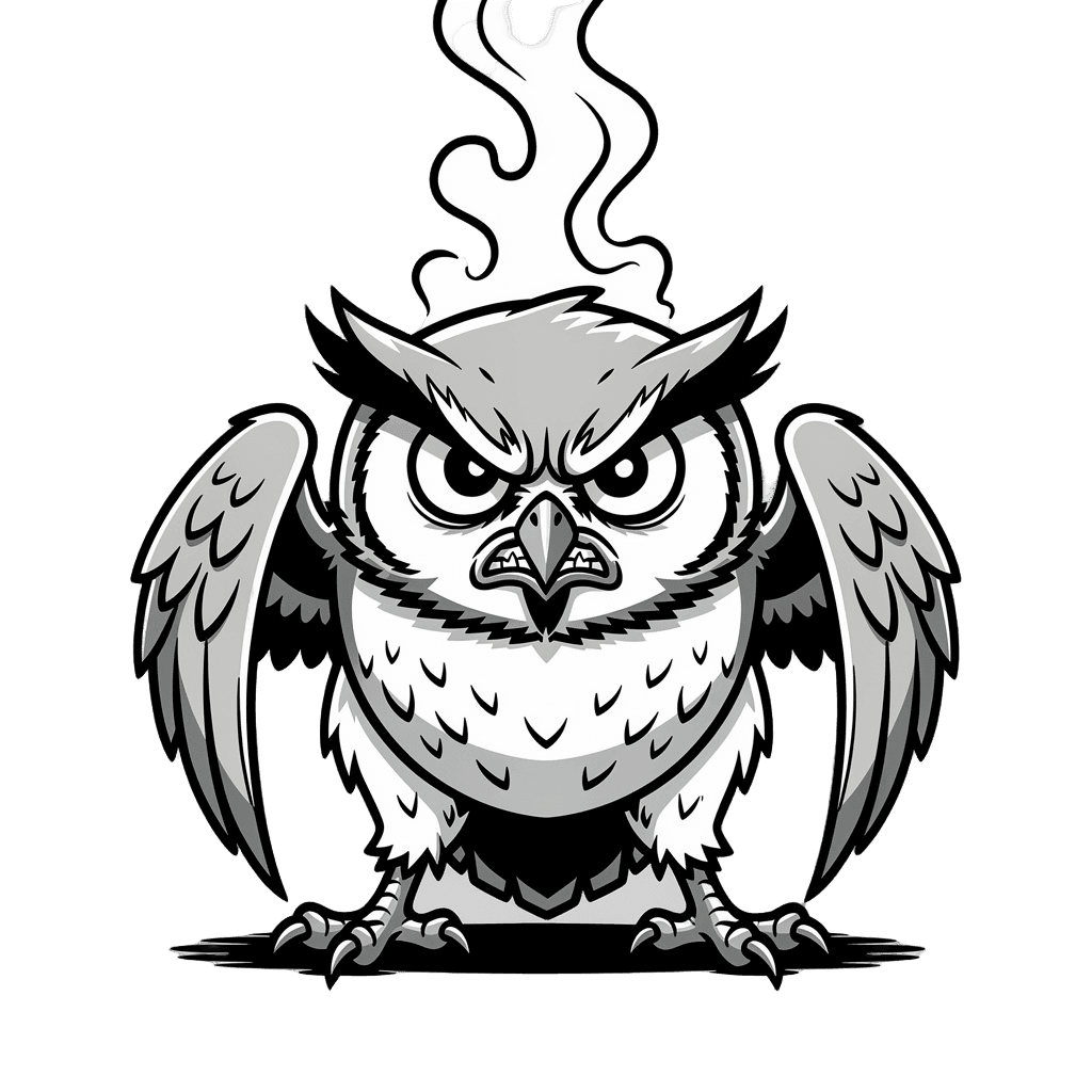 Owl — angry Owl Twitch emote — angry, Comic style