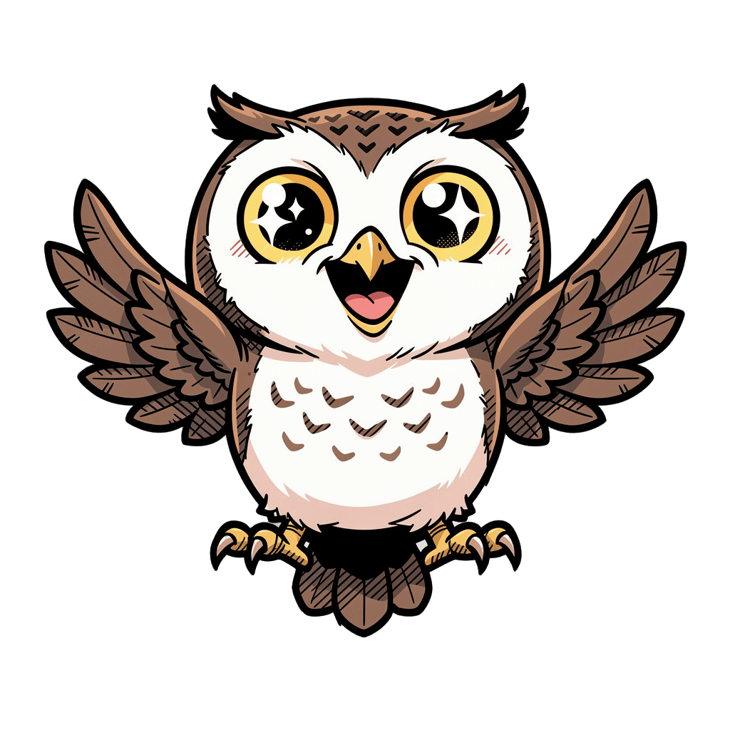 Owl — happy Owl Twitch emote — happy, Comic style