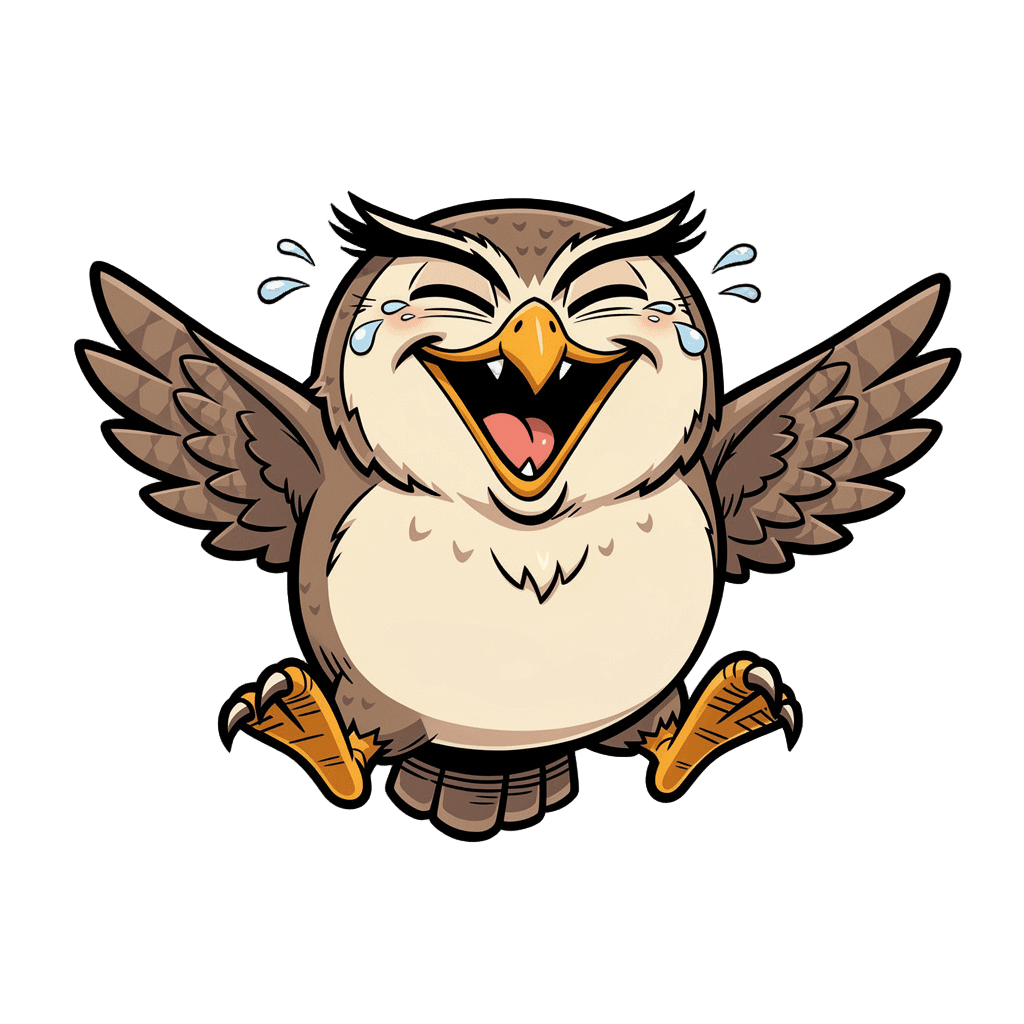 Owl — laughing Owl Twitch emote — laughing, Comic style