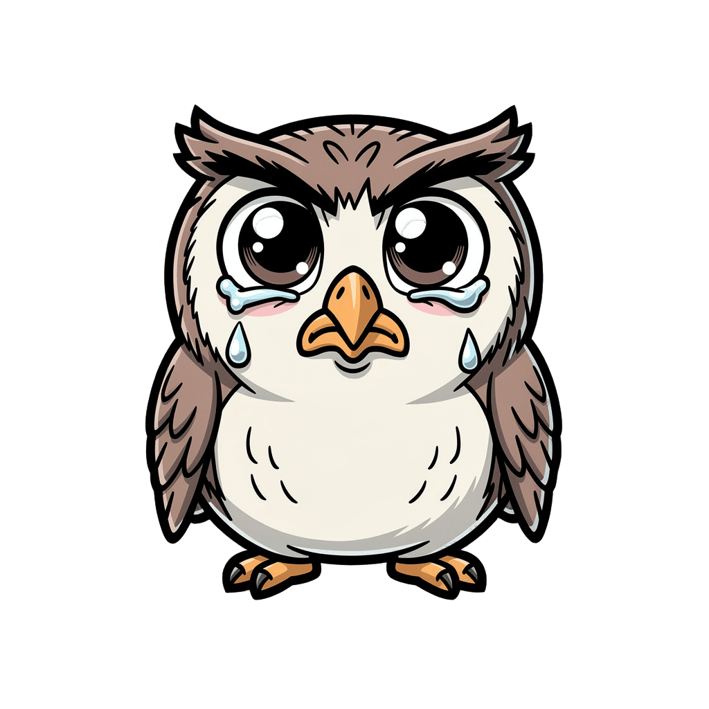 Owl — sad Owl Twitch emote — sad, Comic style