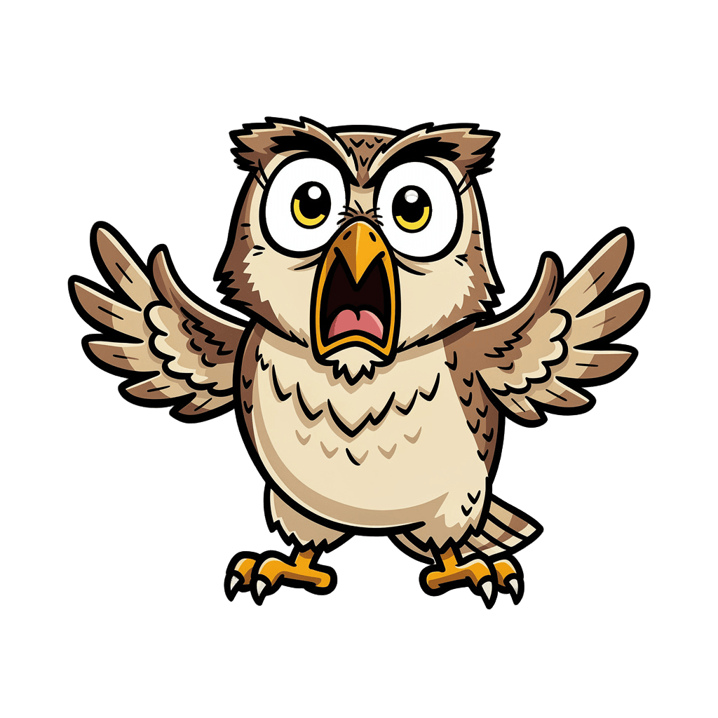 Owl — surprised Owl Twitch emote — surprised, Comic style