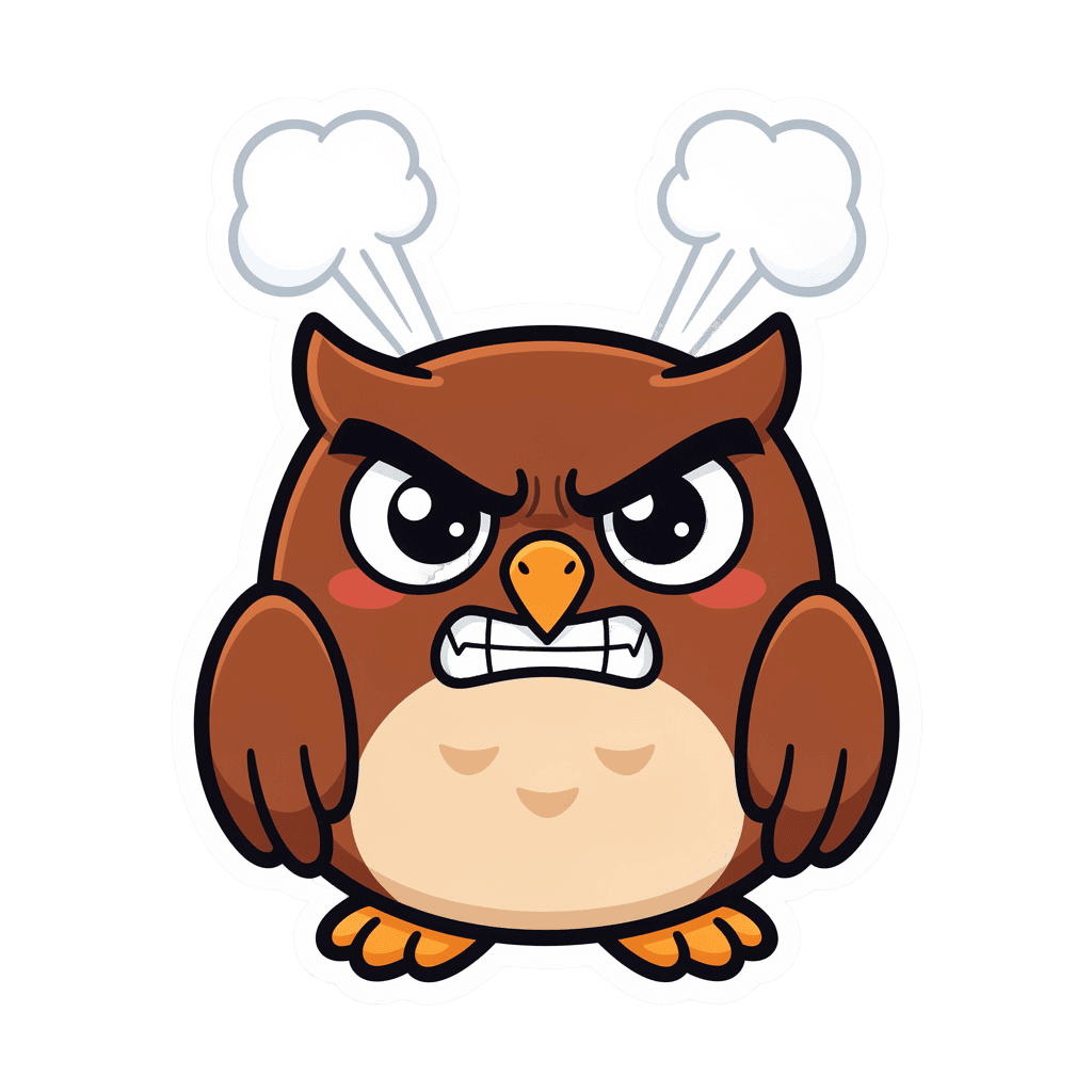Owl — angry Owl Twitch emote — angry, Sticker style