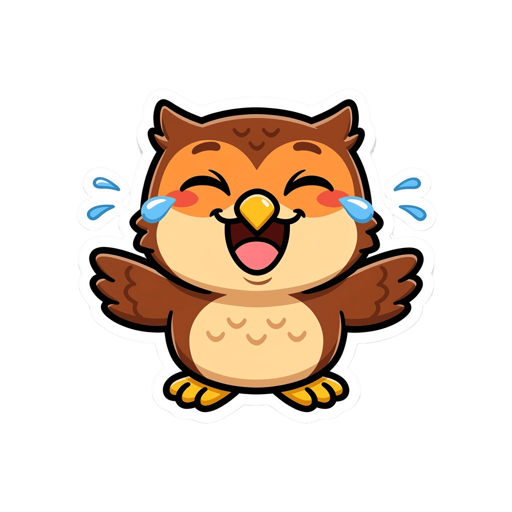 Owl — laughing Owl Twitch emote — laughing, Sticker style