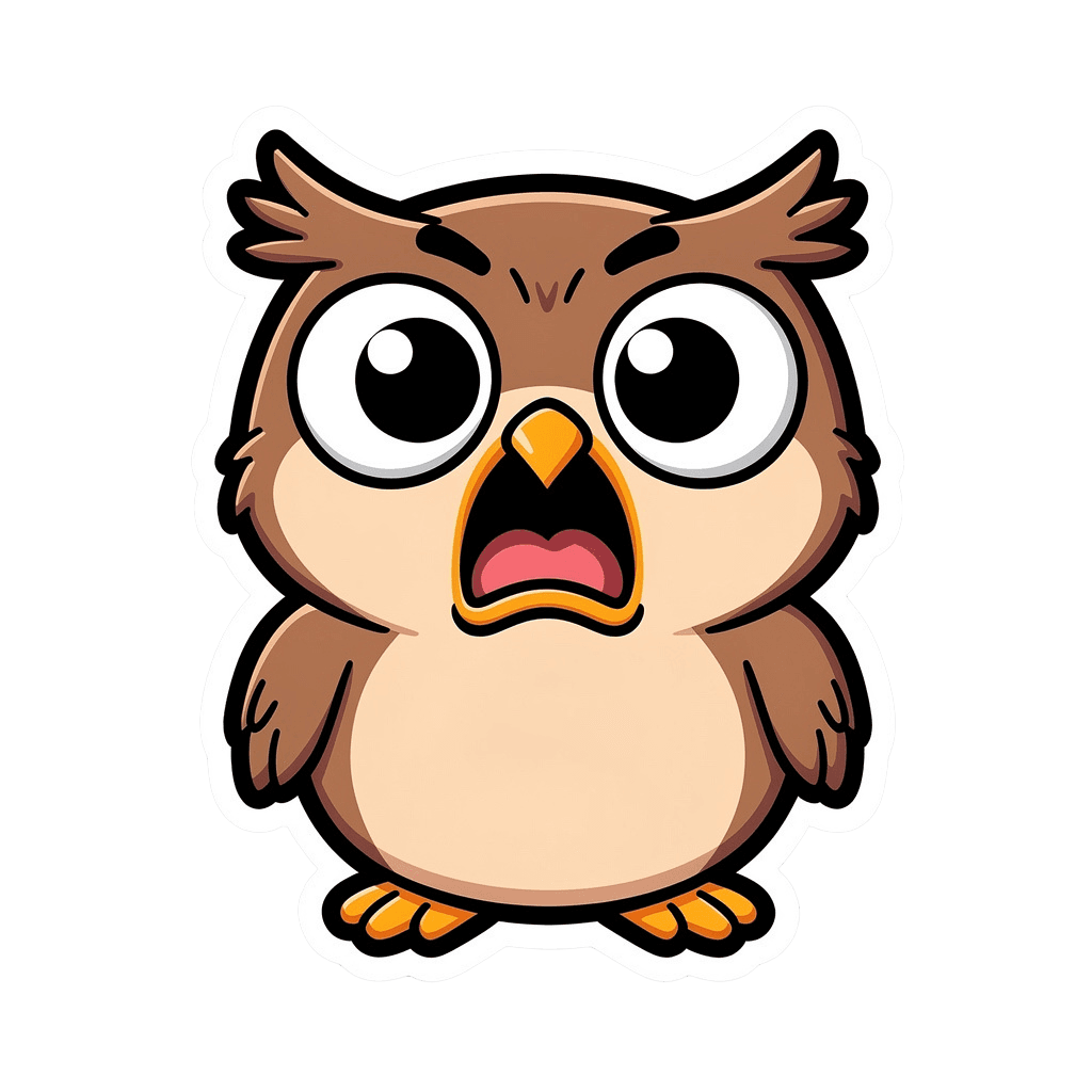 Owl — surprised Owl Twitch emote — surprised, Sticker style