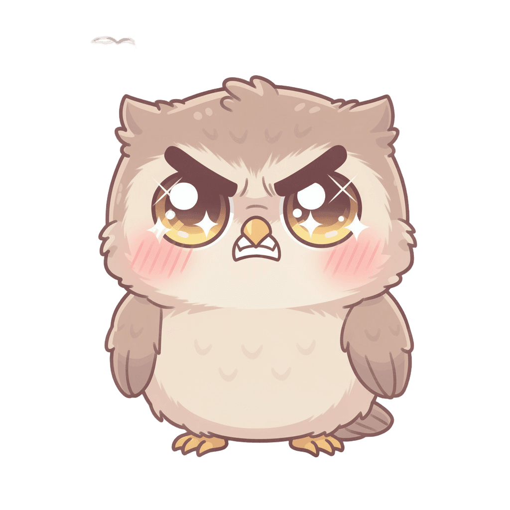 Owl — angry Owl Twitch emote — angry, Kawaii style