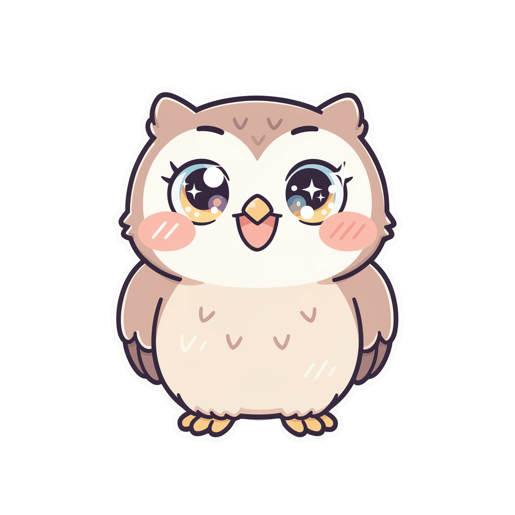 Owl — happy Owl Twitch emote — happy, Kawaii style