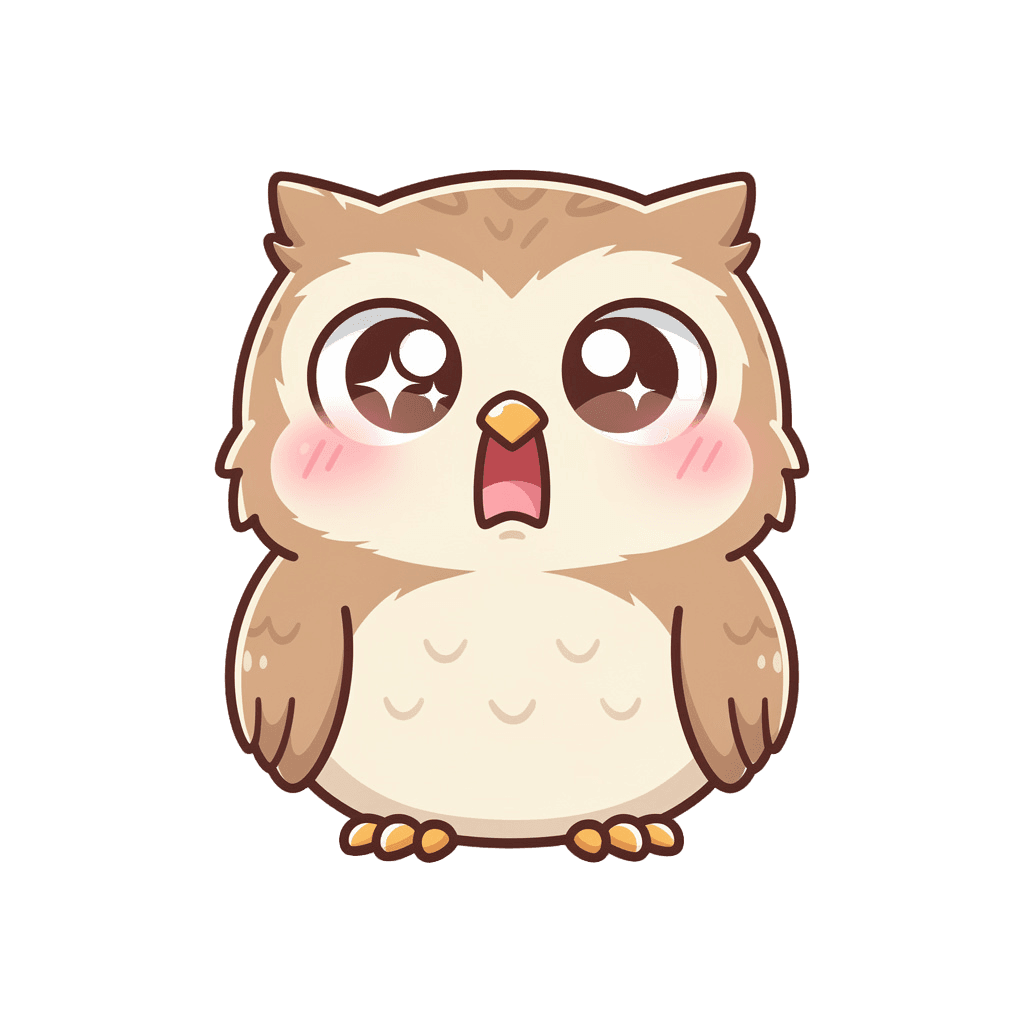 Owl — surprised Owl Twitch emote — surprised, Kawaii style