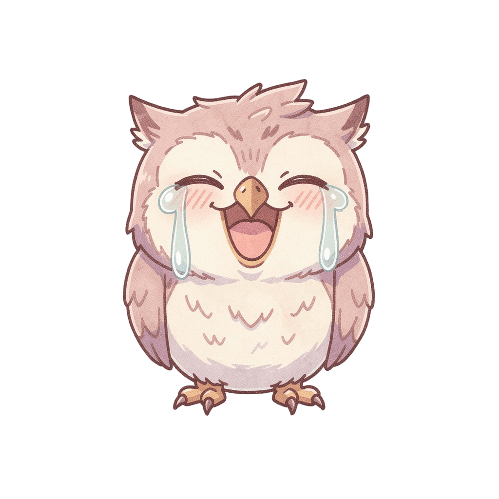 Owl — laughing Owl Twitch emote — laughing, Pastel style