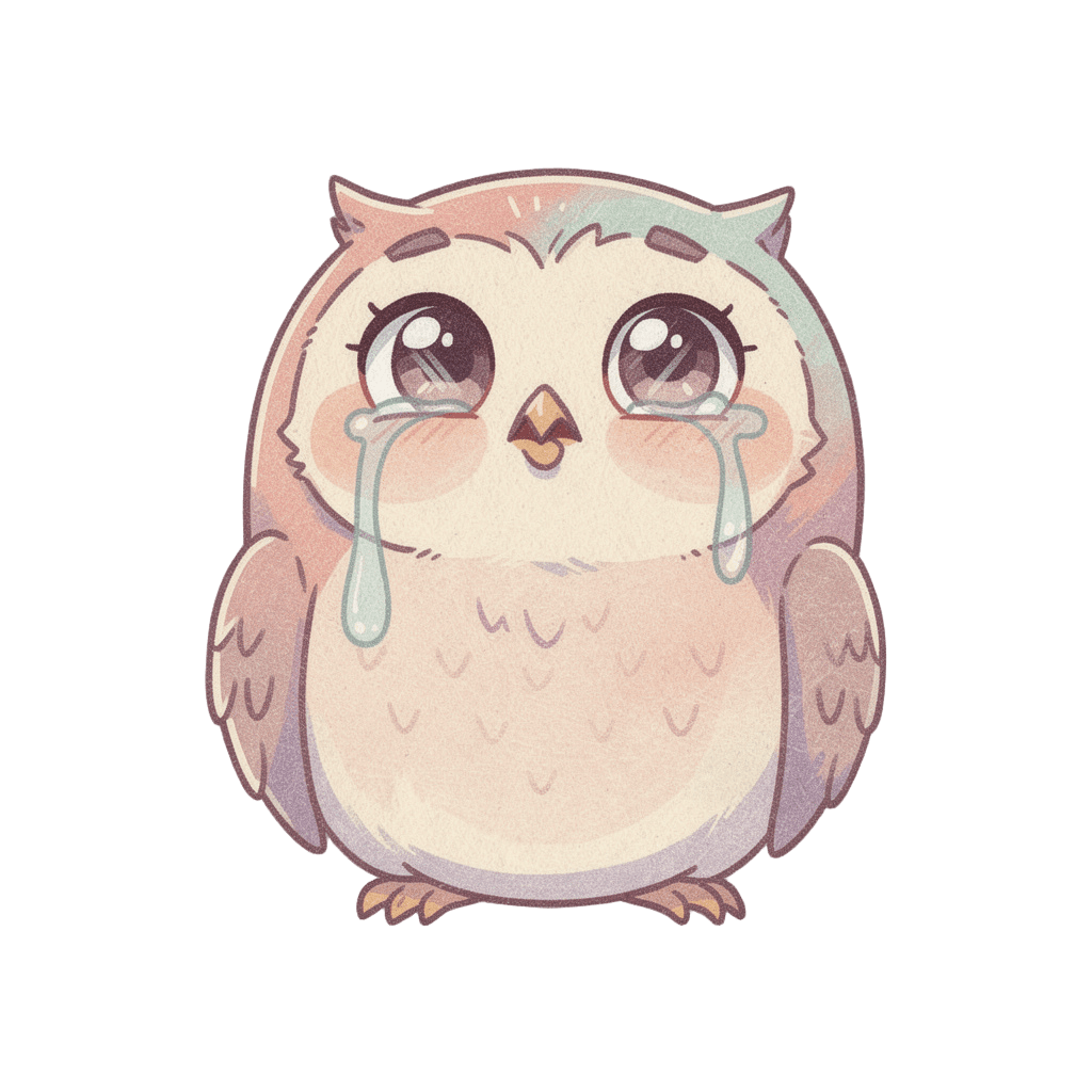 Owl — sad Owl Twitch emote — sad, Pastel style
