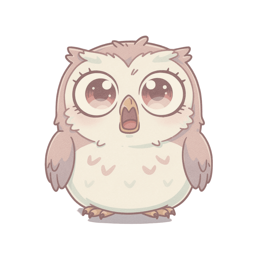 Owl — surprised Owl Twitch emote — surprised, Pastel style