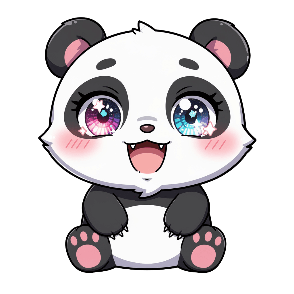 Panda — happy Panda Twitch emote — happy, Anime style