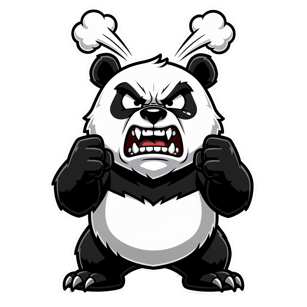 Panda — angry Panda Twitch emote — angry, Cartoon style