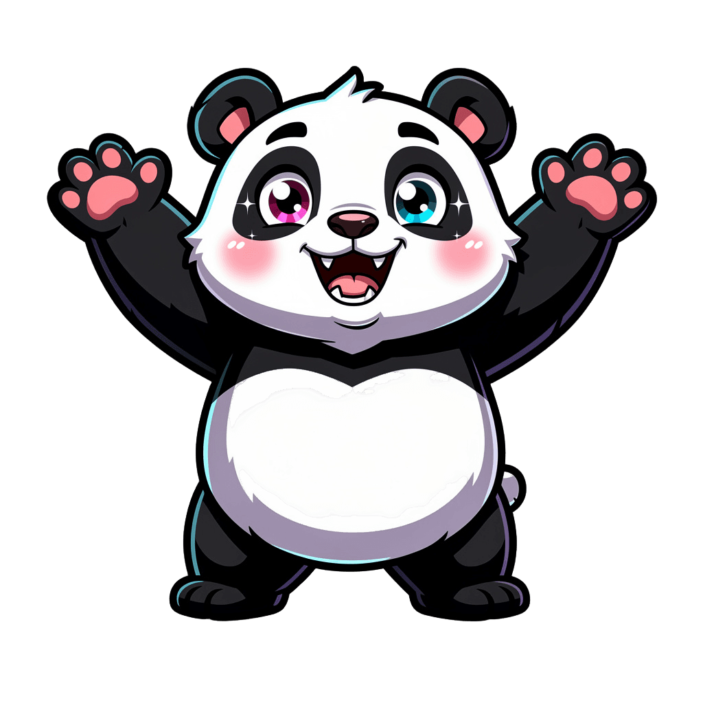 Panda — happy Panda Twitch emote — happy, Cartoon style