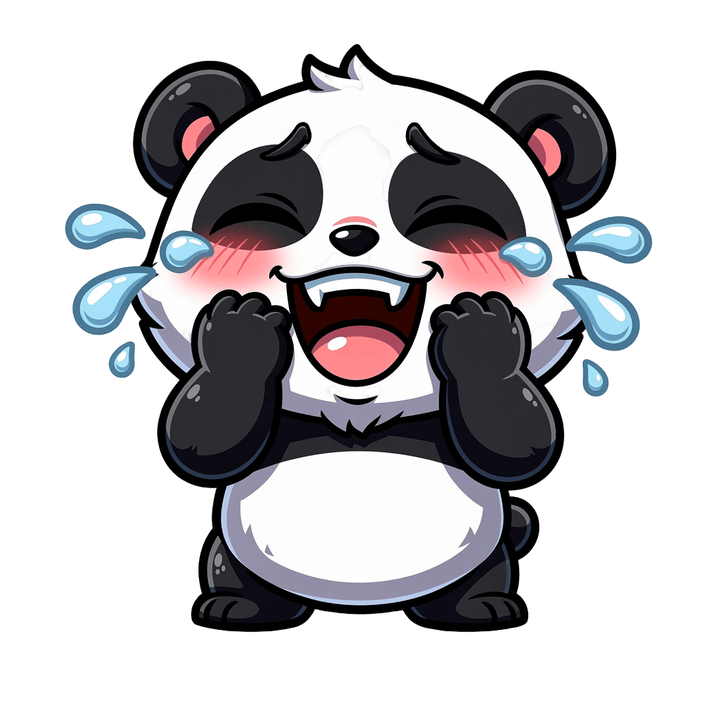 Panda — laughing Panda Twitch emote — laughing, Cartoon style