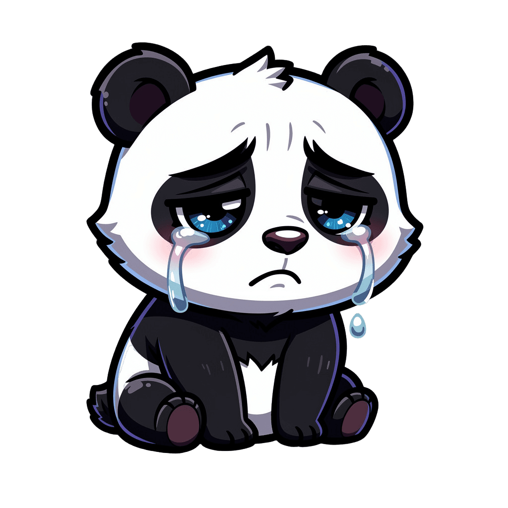 Panda — sad Panda Twitch emote — sad, Cartoon style