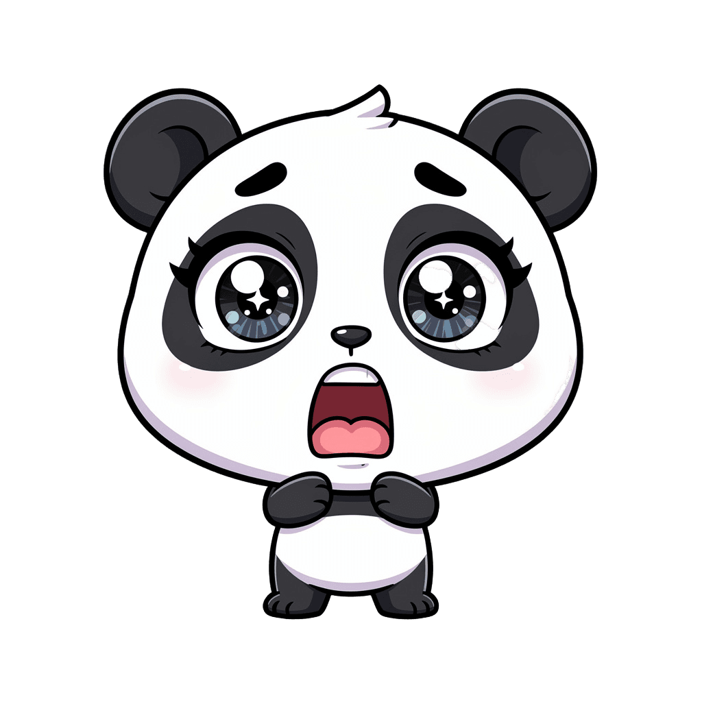 Panda — surprised Panda Twitch emote — surprised, Chibi style