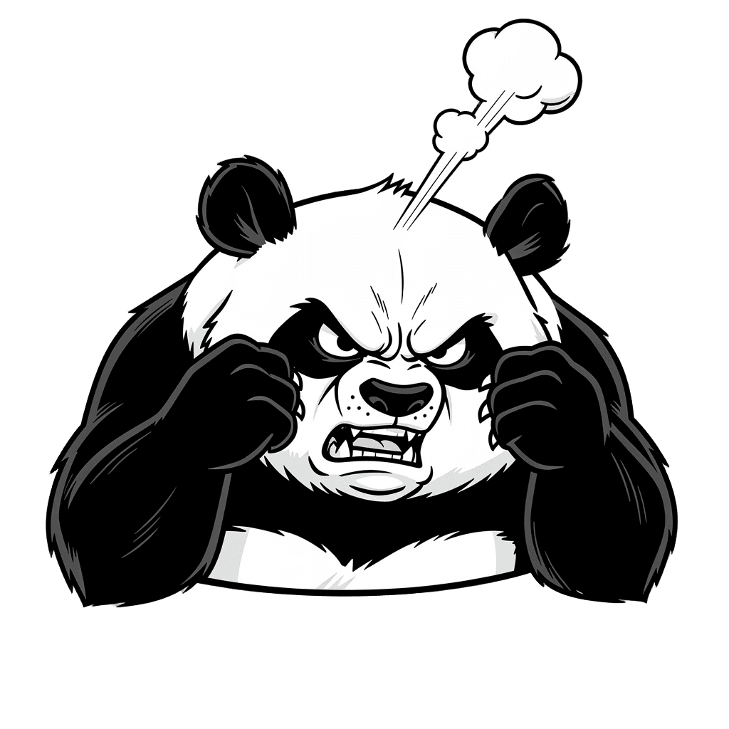 Panda — angry Panda Twitch emote — angry, Comic style