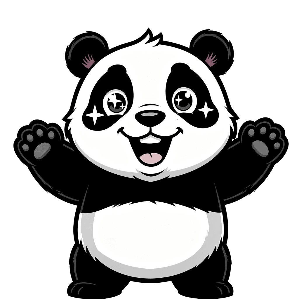 Panda — happy Panda Twitch emote — happy, Comic style