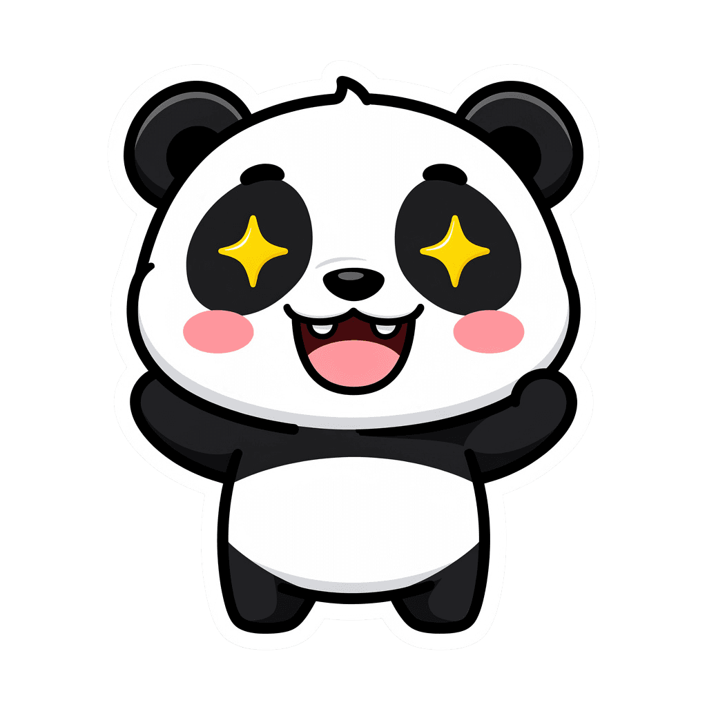 Panda — happy Panda Twitch emote — happy, Sticker style
