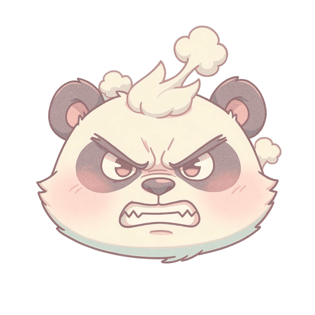 Panda — angry Panda Twitch emote — angry, Pastel style