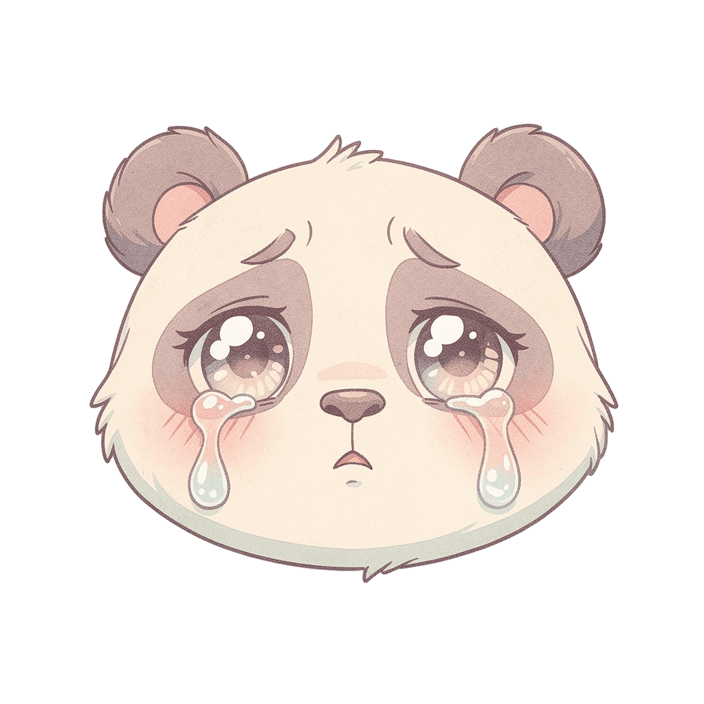 Panda — sad Panda Twitch emote — sad, Pastel style