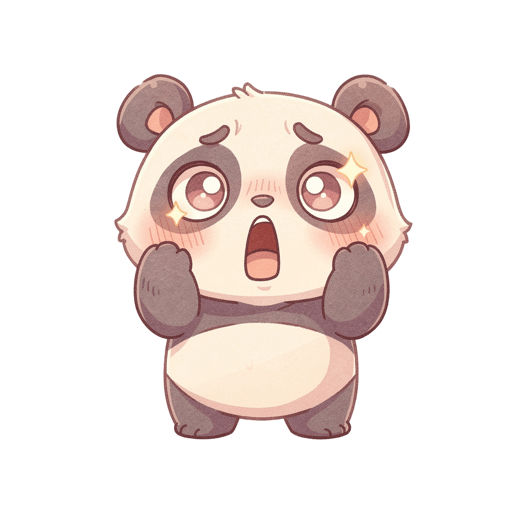 Panda — surprised Panda Twitch emote — surprised, Pastel style