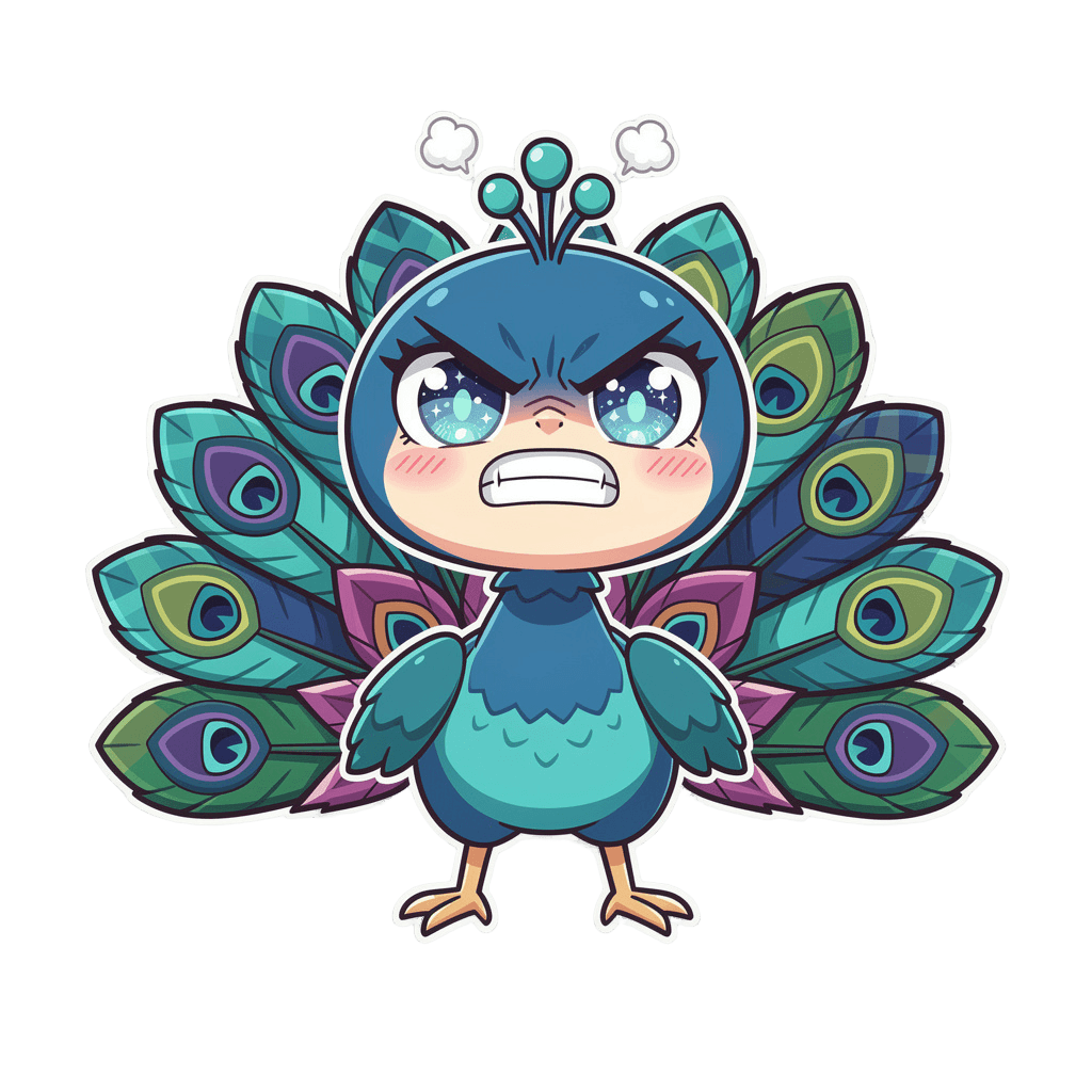 Peacock — angry Peacock Twitch emote — angry, Anime style