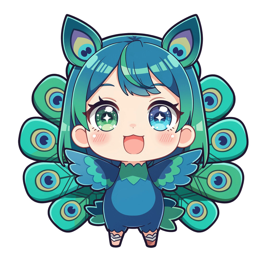 Peacock — happy Peacock Twitch emote — happy, Anime style