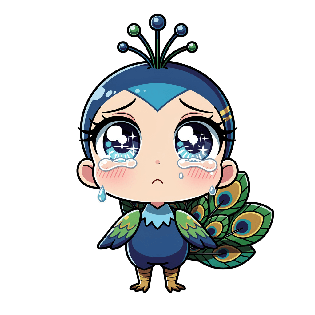 Peacock — sad Peacock Twitch emote — sad, Anime style