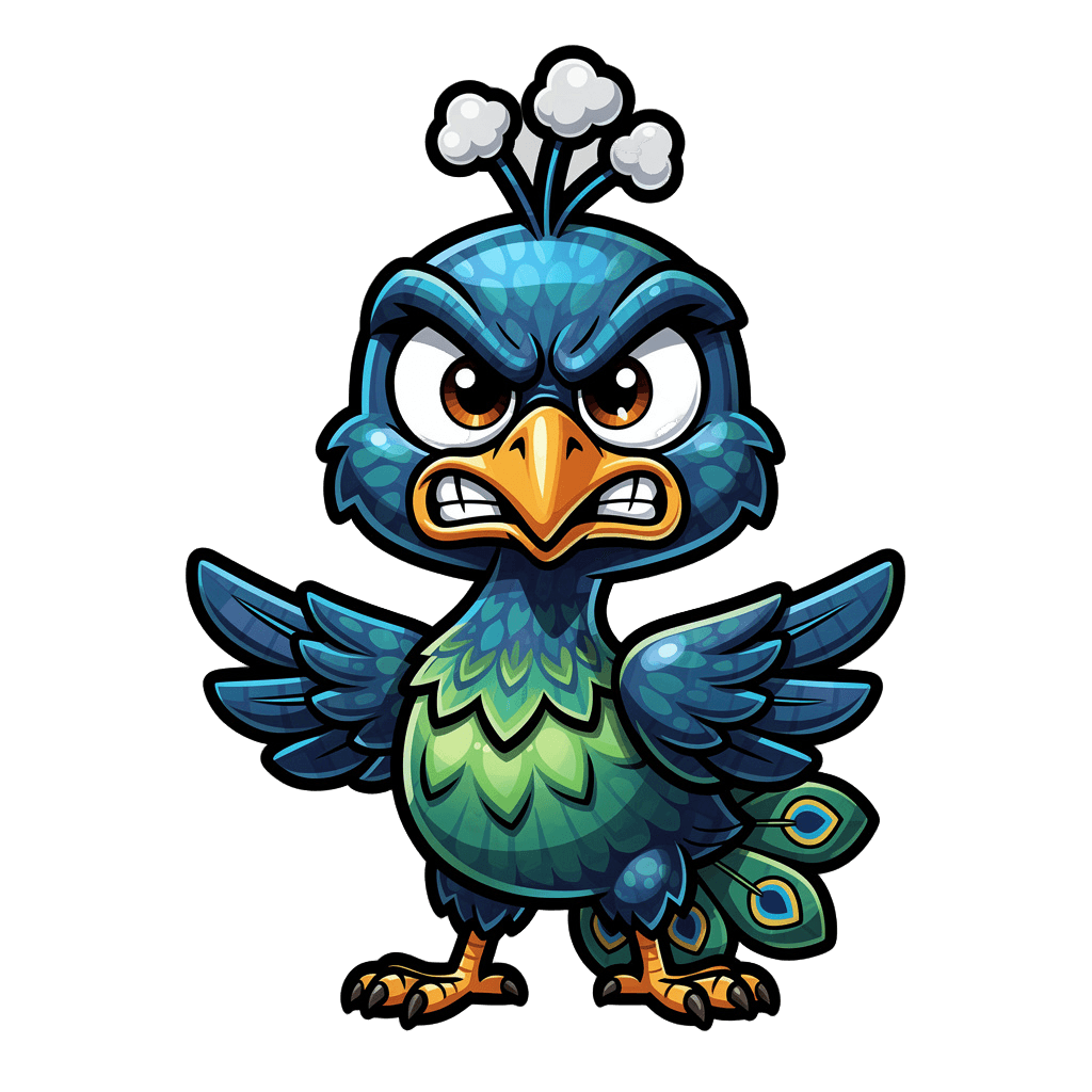 Peacock — angry Peacock Twitch emote — angry, Cartoon style