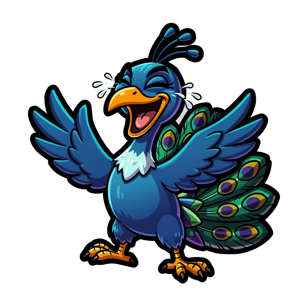 Peacock — laughing Peacock Twitch emote — laughing, Cartoon style