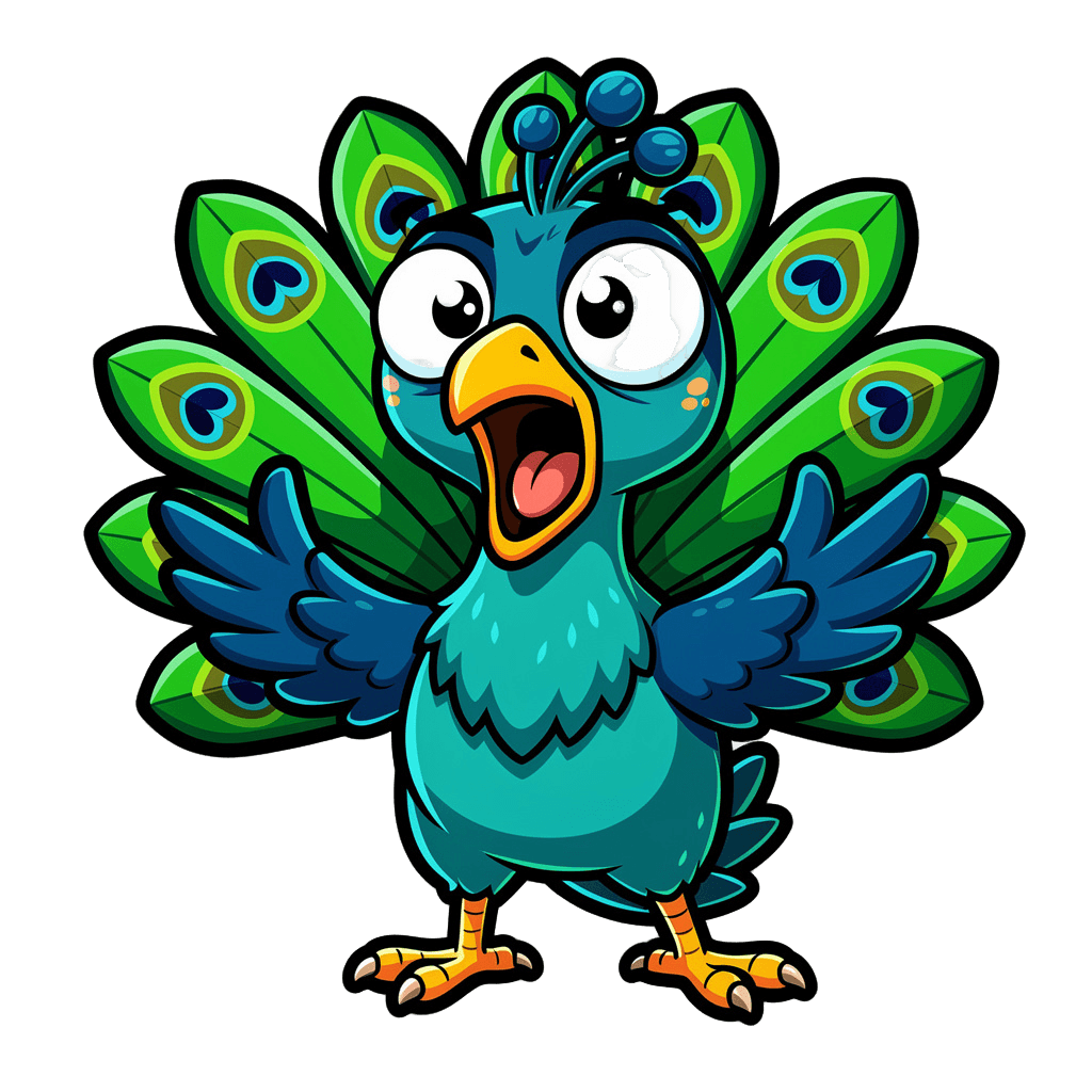 Peacock — surprised Peacock Twitch emote — surprised, Cartoon style