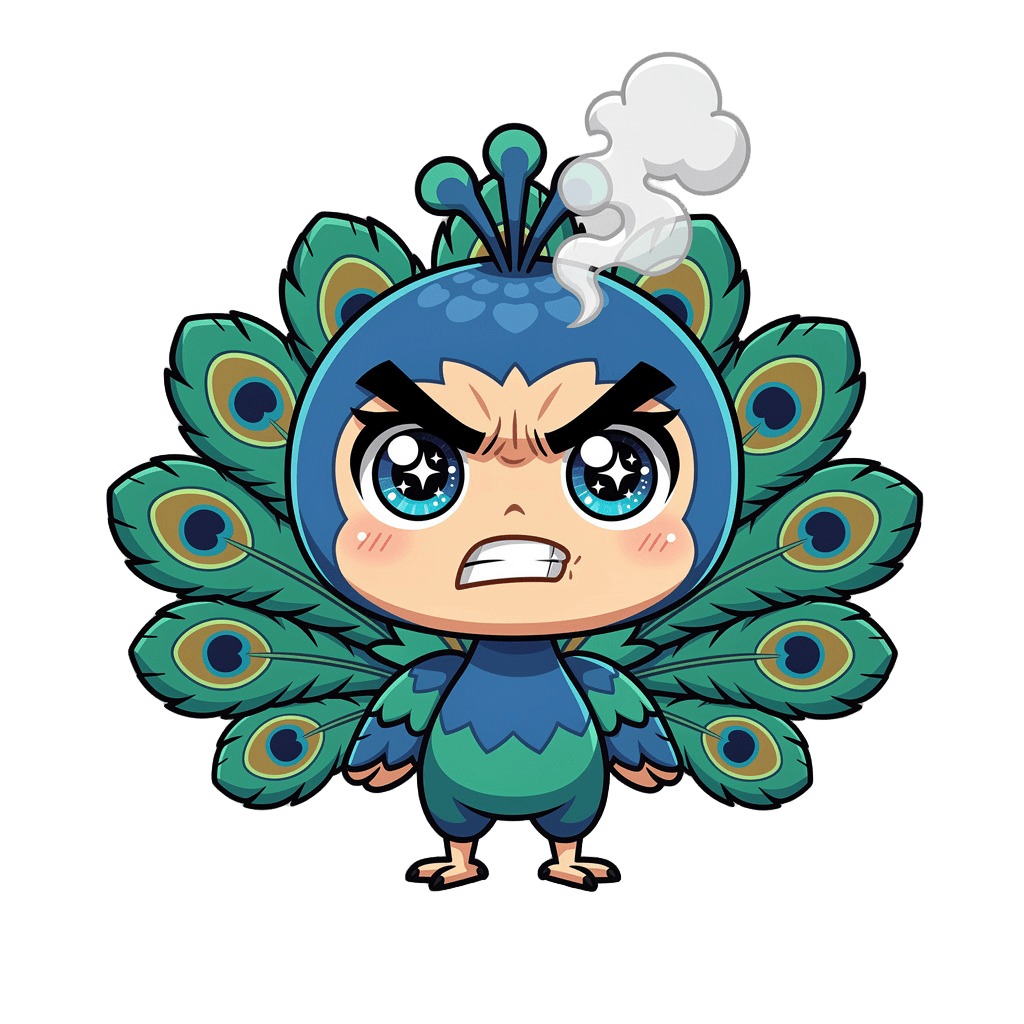 Peacock — angry Peacock Twitch emote — angry, Chibi style