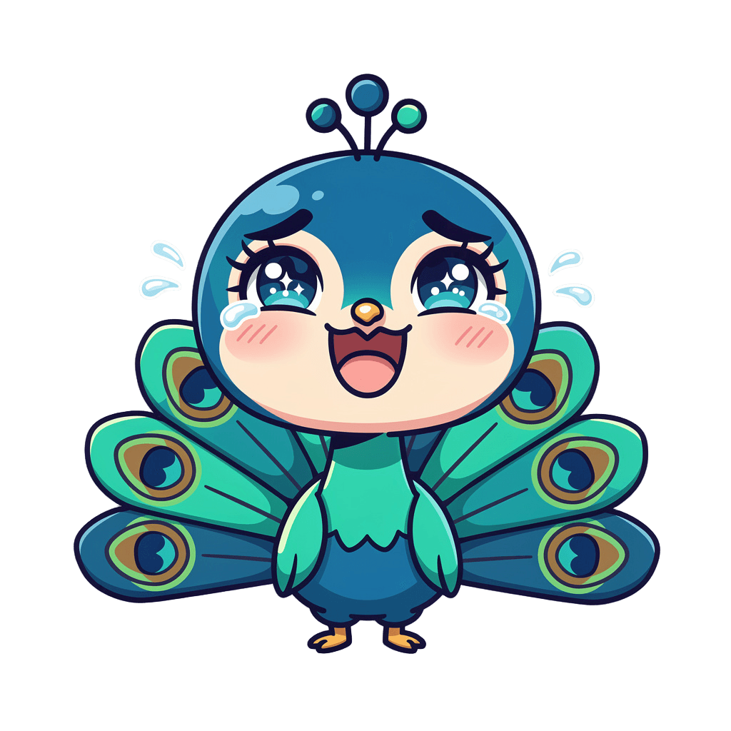 Peacock — laughing Peacock Twitch emote — laughing, Chibi style