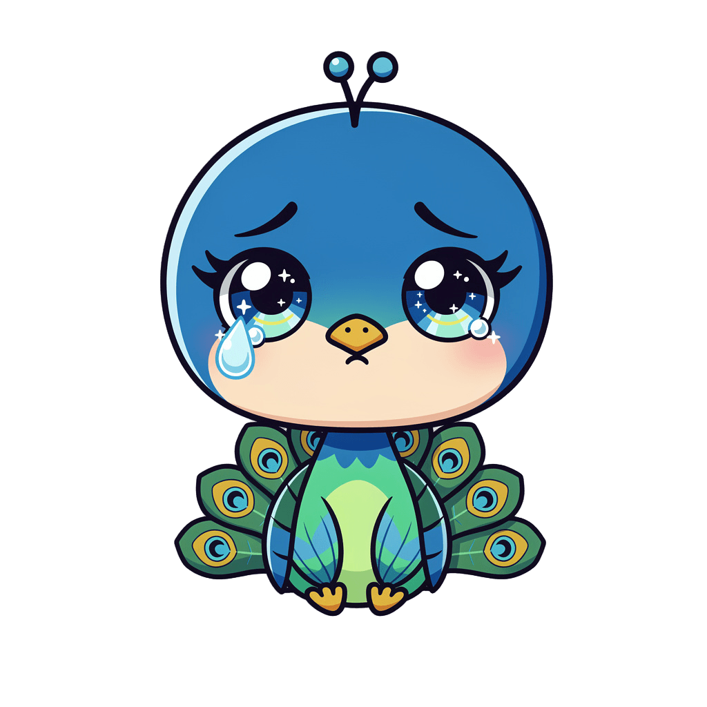 Peacock — sad Peacock Twitch emote — sad, Chibi style