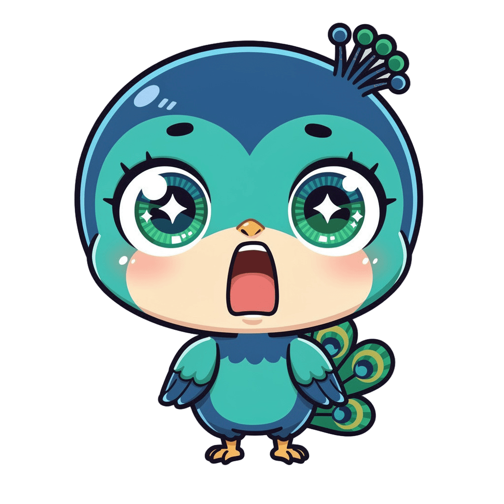 Peacock — surprised Peacock Twitch emote — surprised, Chibi style