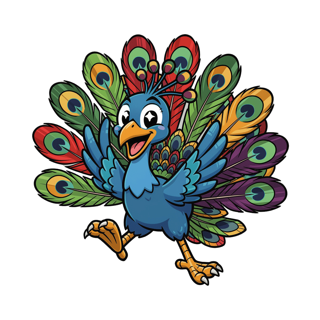 Peacock — happy Peacock Twitch emote — happy, Comic style
