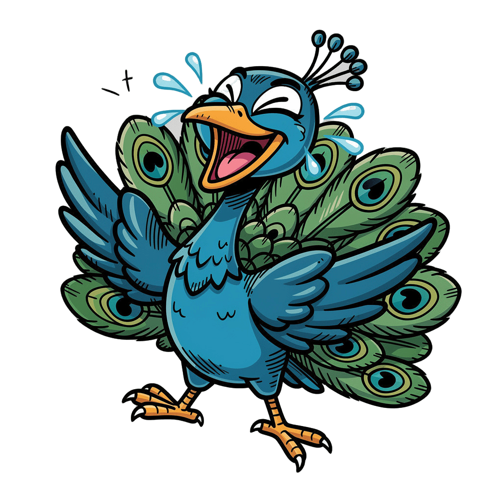 Peacock — laughing Peacock Twitch emote — laughing, Comic style