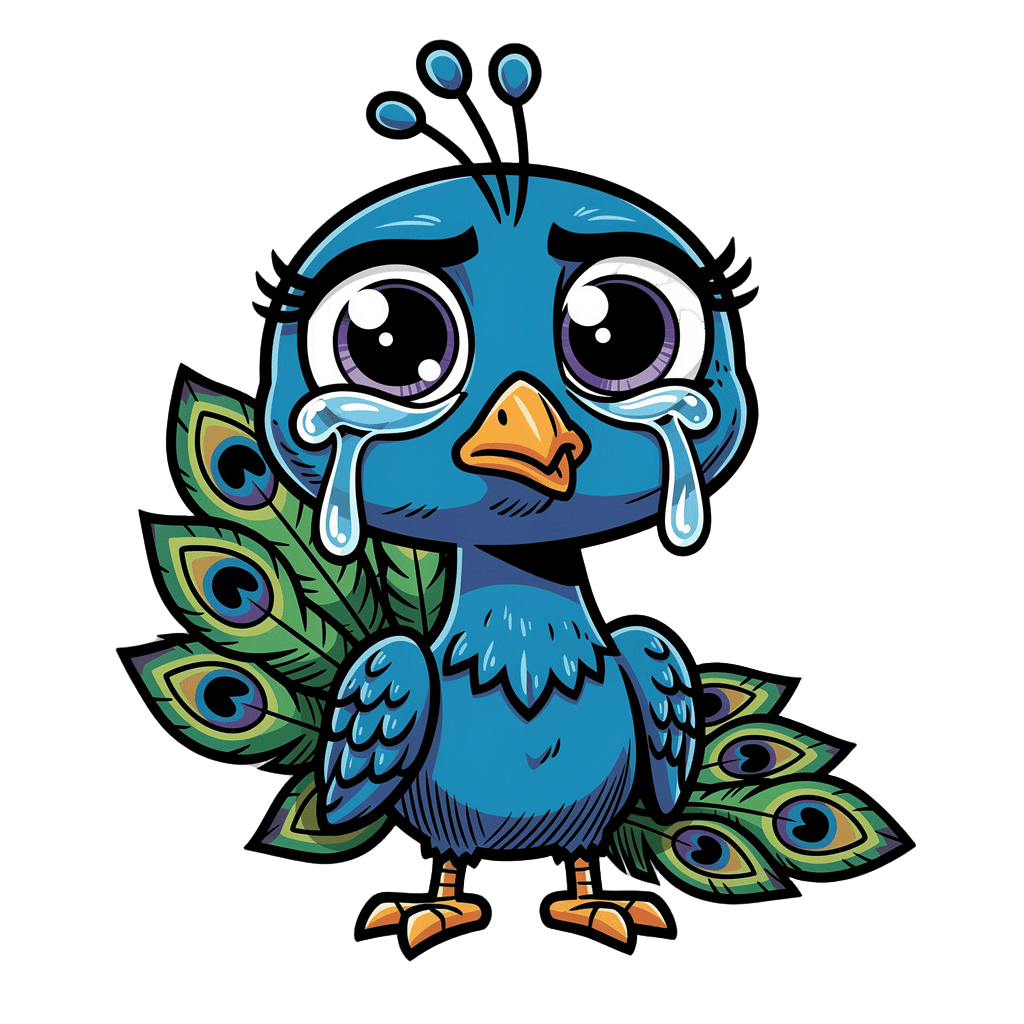 Peacock — sad Peacock Twitch emote — sad, Comic style