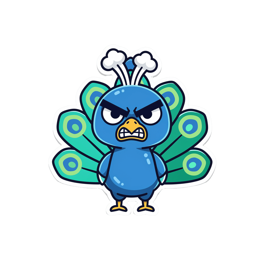 Peacock — angry Peacock Twitch emote — angry, Sticker style