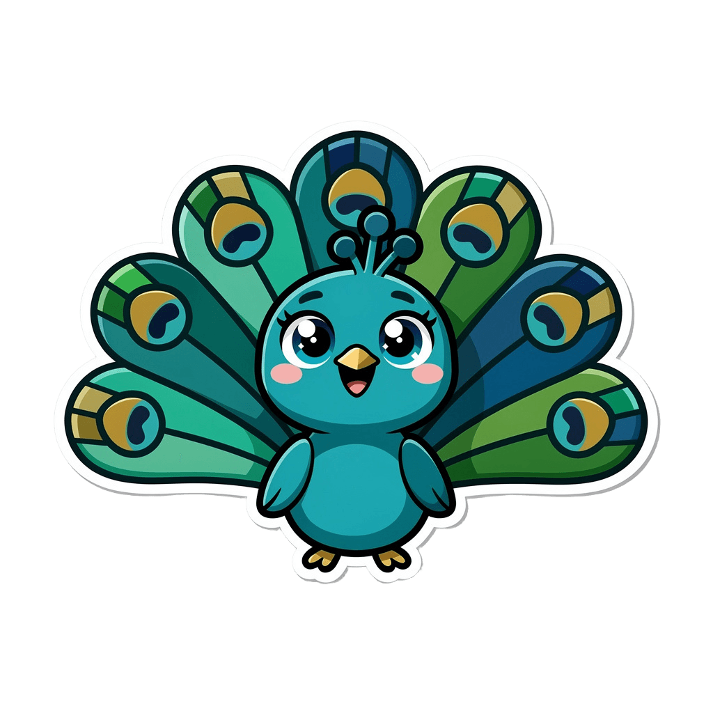 Peacock — happy Peacock Twitch emote — happy, Sticker style