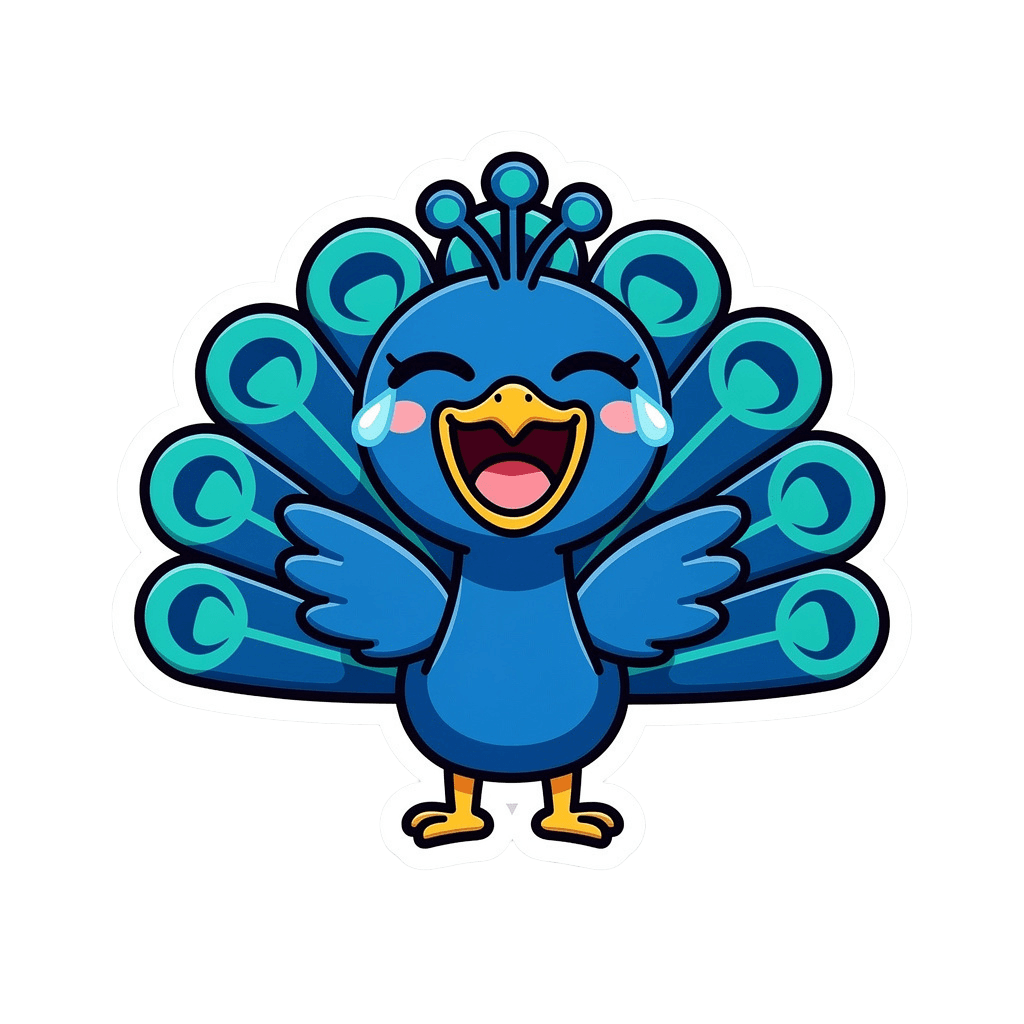 Peacock — laughing Peacock Twitch emote — laughing, Sticker style